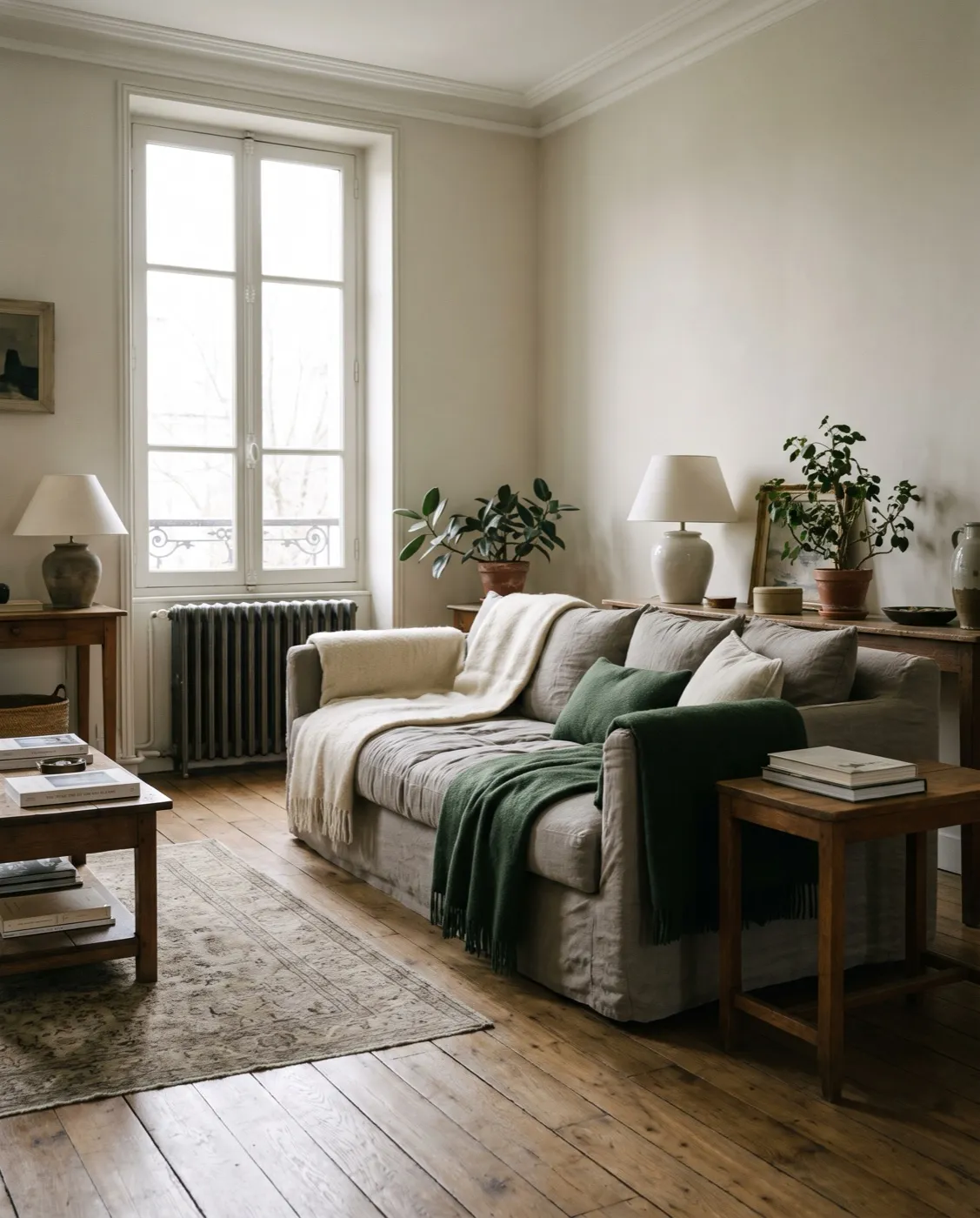 Salon chaleureux d'une maison en hiver